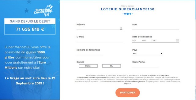 La loterie SuperChance100
